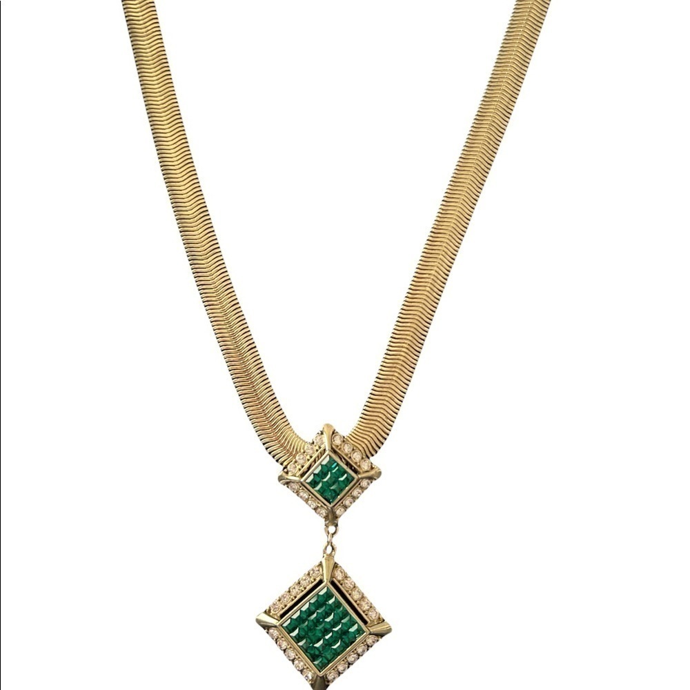 HEIDI DAUS Spectacular Holiday Emerald Green Crystal Enhancer Necklace
